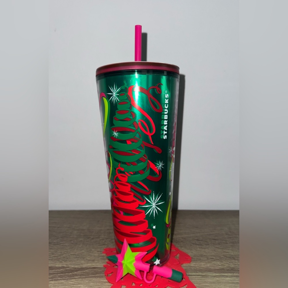 🌲 NEW Starbucks Limited Edition Holiday Tumbler w/Silicone Straw Topper SOLD OUT - Picture 5 of 15